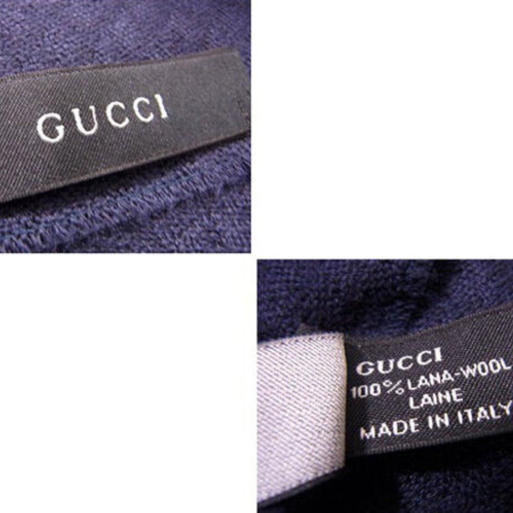 Authentic Gucci Scarf G logos Navy Woman Authentic Used - Picture 6 of 6